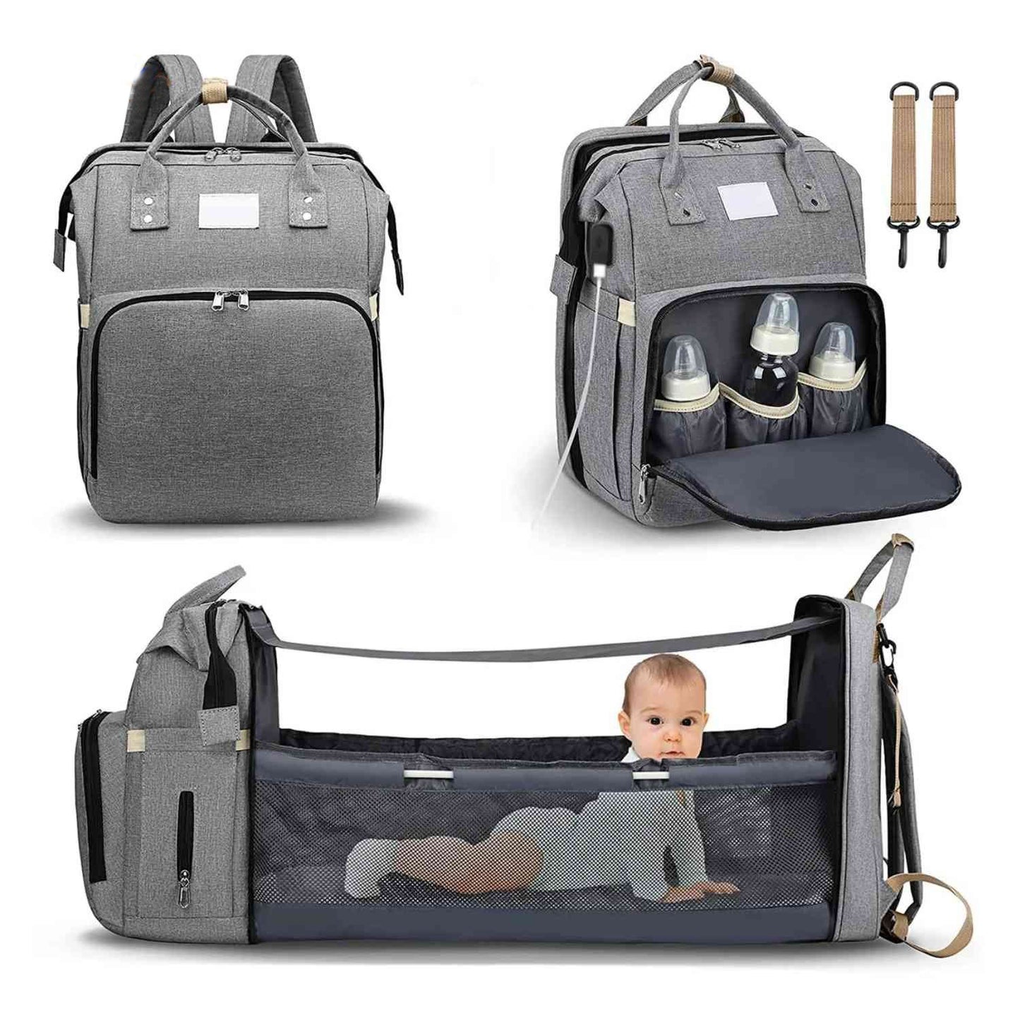 BabyLuxe Rugzak met Opvouwbaar Babybedje – Anti-Muggen & Grote Capaciteit 👶
